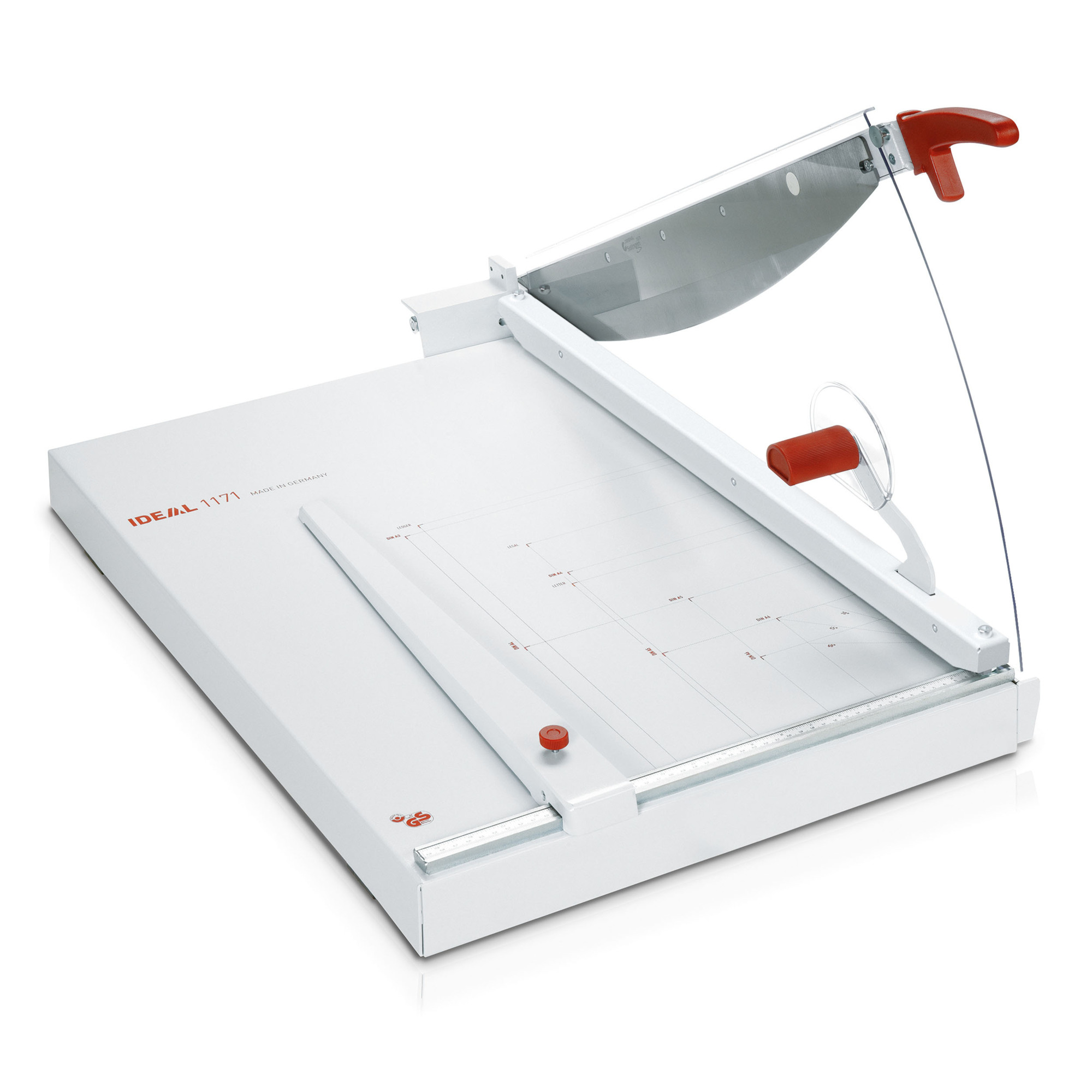 IDEAL Guillotine Paper Cutter — 28.5in. Cutting Length, Solingen Steel Blade, Ergonomic Handle, Hand Clamp, 40 Sheet Capacity, Model# 1171